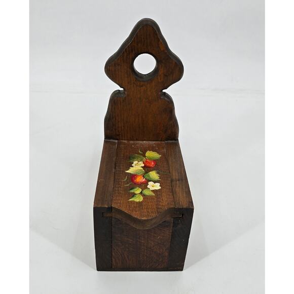 Vintage Hand-Painted Cottagecore Strawberry Wooden Sewing or Recipe Box - Picture 5 of 8